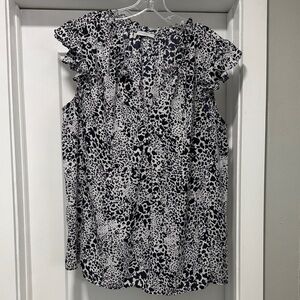Carolina Belle Black and White Animal Print Blouse